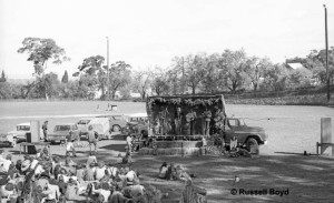 stage on the footy oval at the first concert 1974